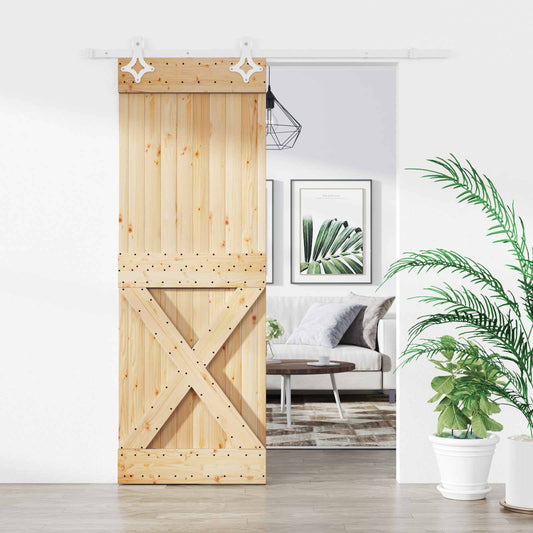 Sliding Door 80 x 210 cm Solid Pine Wood (Untreated)