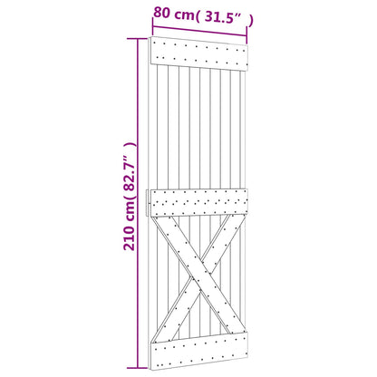 Sliding Door 80 x 210 cm Solid Pine Wood (Untreated)