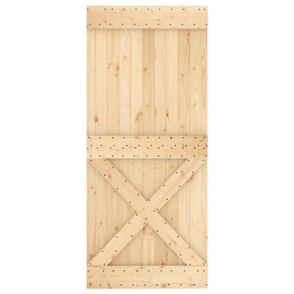 Sliding Door Natural and White 90 x 210 cm Solid Pine Wood