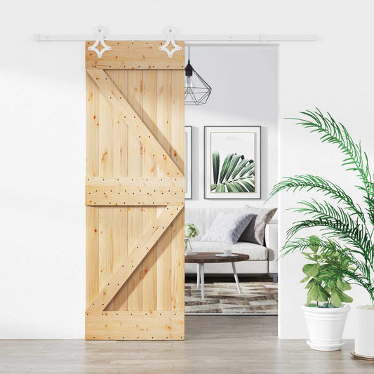 Sliding Door 70 x 210 cm Solid Pine Wood (Untreated)