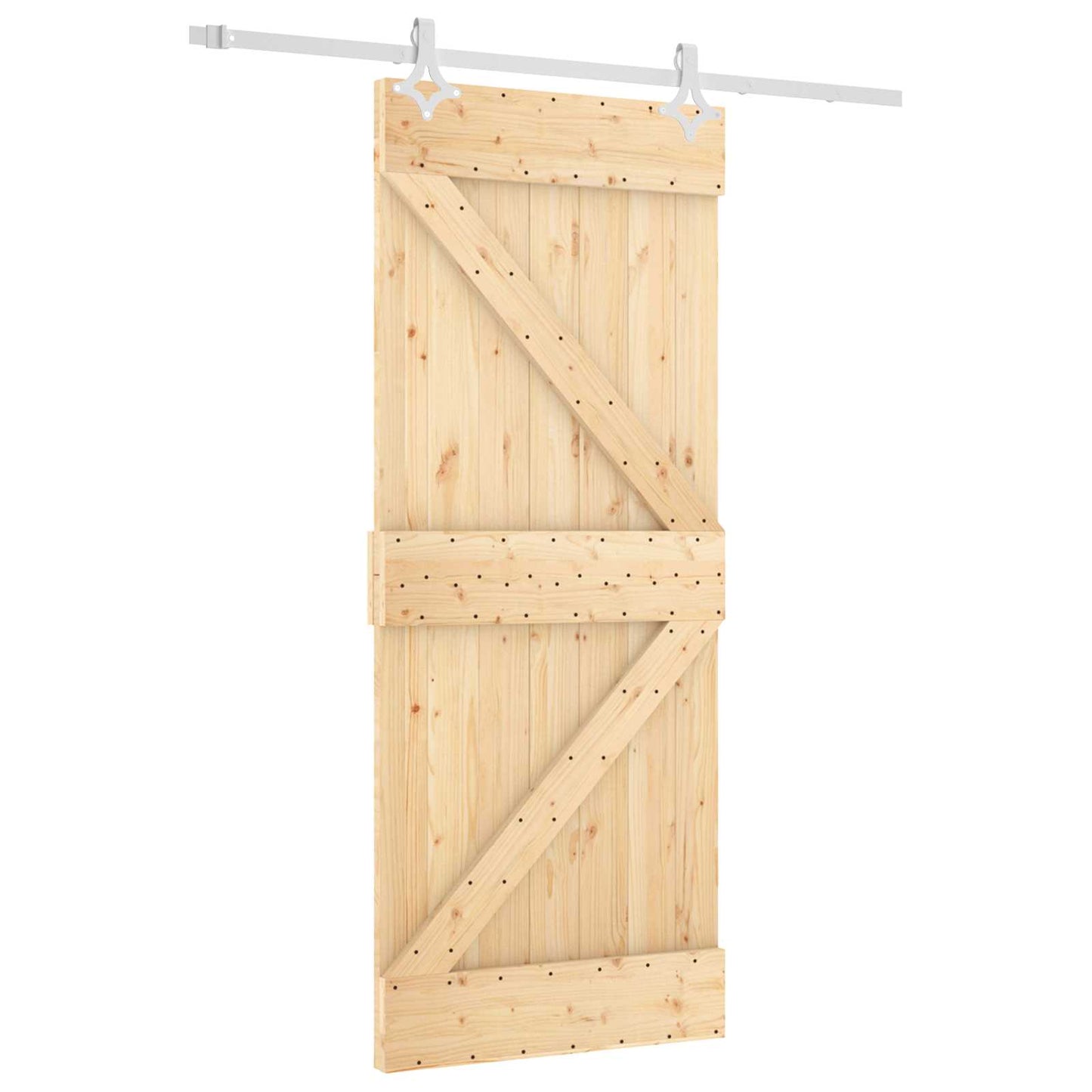 Sliding Door Natural and White 85 x 210 cm Solid Pine Wood