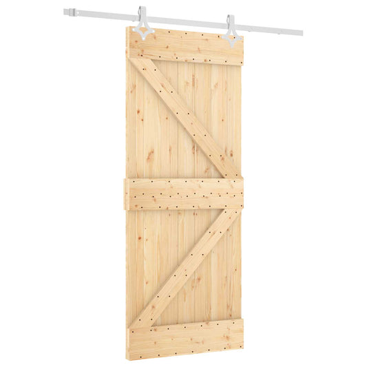 Sliding Door Natural and White 85 x 210 cm Solid Pine Wood