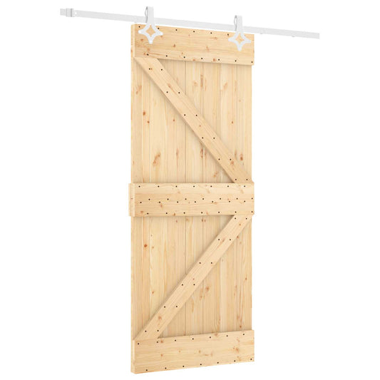 Sliding Door Natural and White 80 x 210 cm Solid Pine Wood