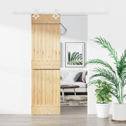 Sliding Door Natural and White 70 x 210 cm Solid Pine Wood