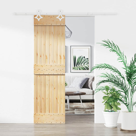 Sliding Door Natural and White 70 x 210 cm Solid Pine Wood