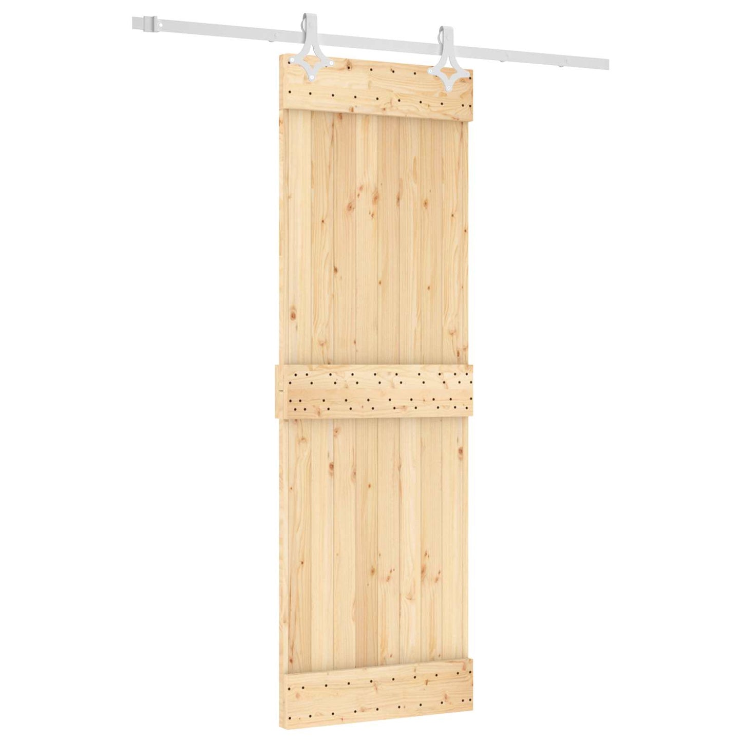 Sliding Door Natural and White 70 x 210 cm Solid Pine Wood