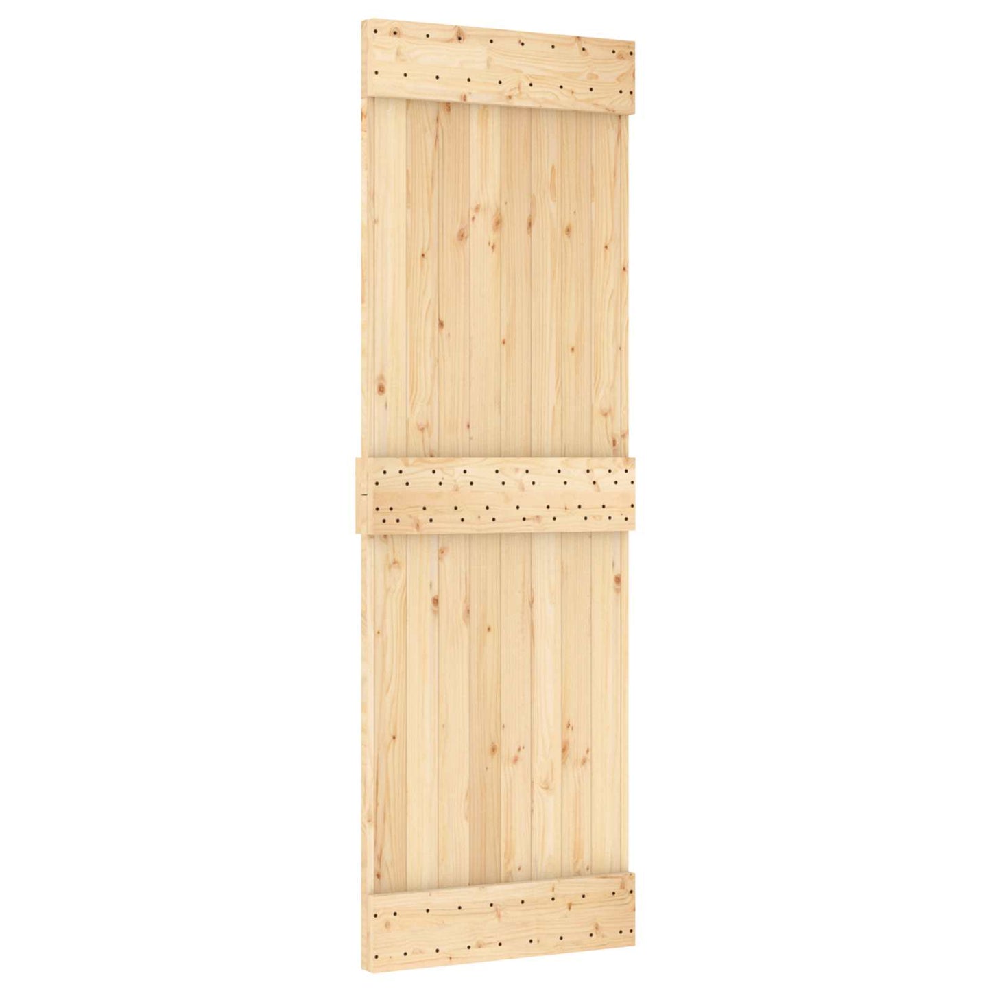 Sliding Door Natural and White 70 x 210 cm Solid Pine Wood