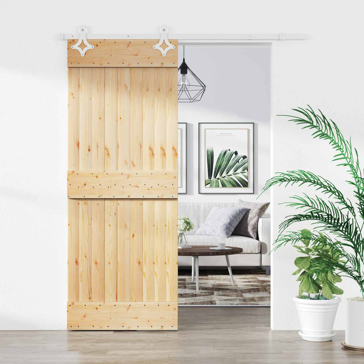Sliding Door 80 x 210 cm Solid Pine Wood (Untreated)