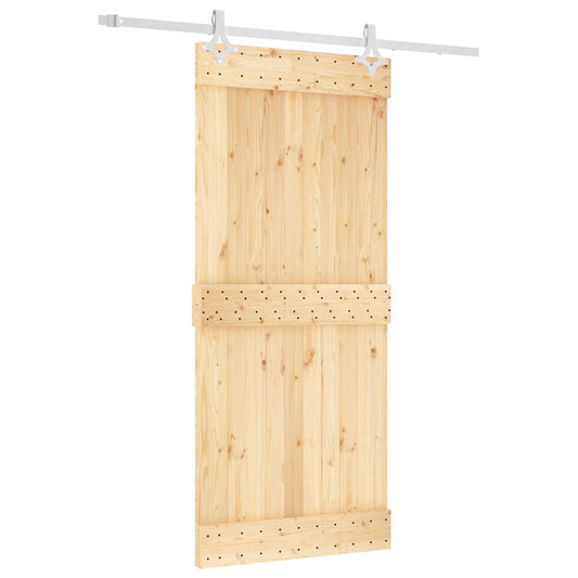Sliding Door 90 x 210 cm Solid Pine Wood (Untreated)