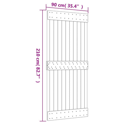 Sliding Door 90 x 210 cm Solid Pine Wood (Untreated)