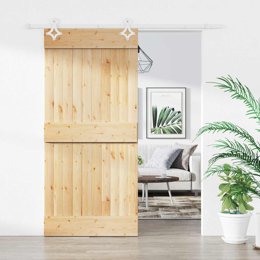 Sliding Door 95 x 210 cm Solid Pine Wood (Untreated)