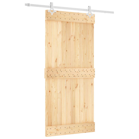 Sliding Door 95 x 210 cm Solid Pine Wood (Untreated)