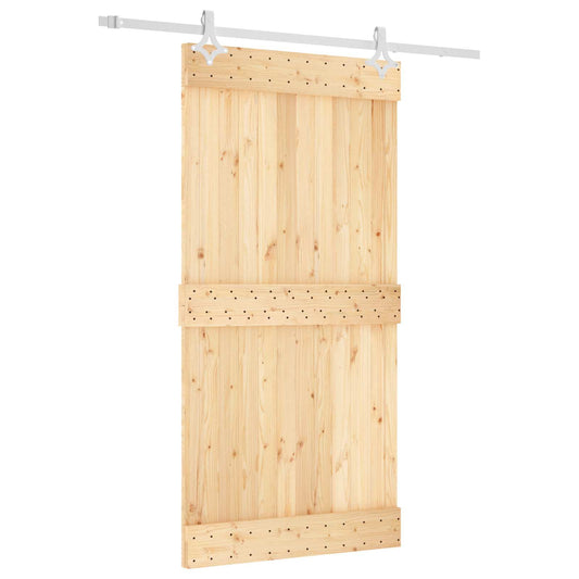 Sliding Door 100 x 210 cm Solid Pine Wood (Untreated)