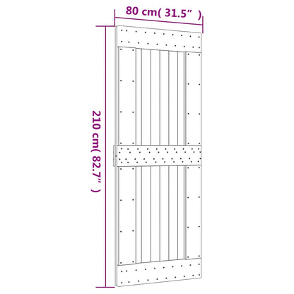 Sliding Door Natural and White 80 x 210 cm Solid Pine Wood