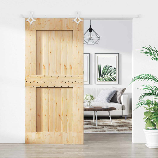Sliding Door 95 x 210 cm Solid Pine Wood (Untreated)