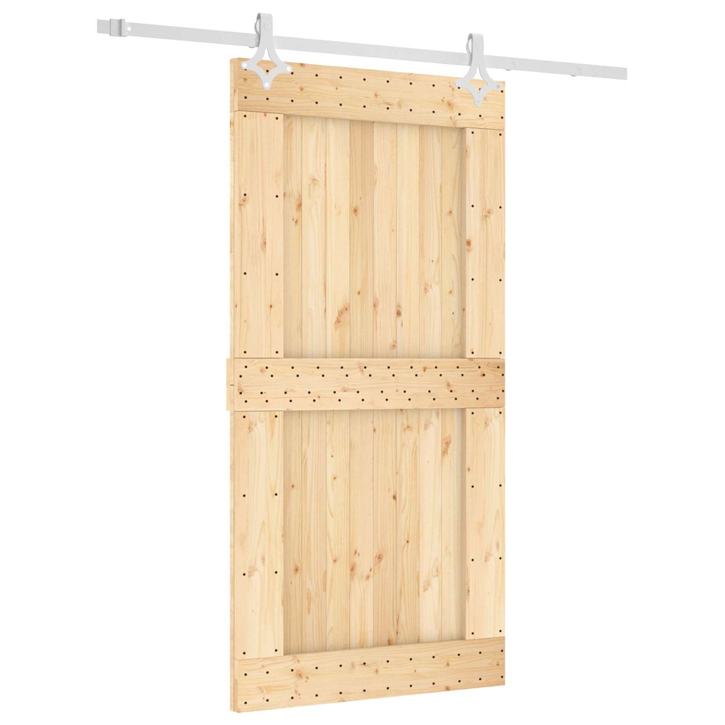 Sliding Door Natural and White 100 x 210 cm Solid Pine Wood