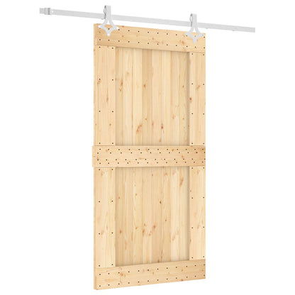 Sliding Door Natural and White 100 x 210 cm Solid Pine Wood