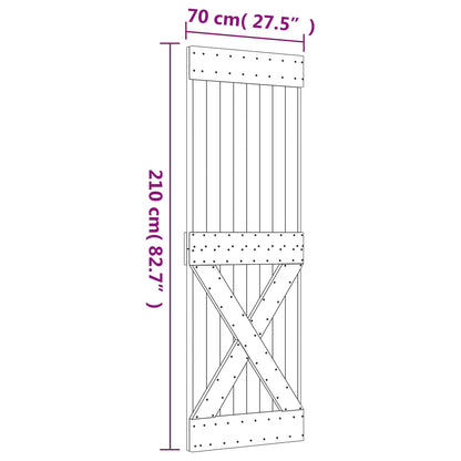 Sliding Door 70 x 210 cm Solid Pine Wood (Untreated)
