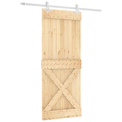 Sliding Door Natural and White 85 x 210 cm Solid Pine Wood