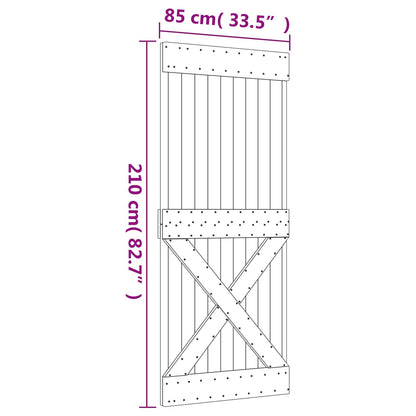 Sliding Door Natural and White 85 x 210 cm Solid Pine Wood