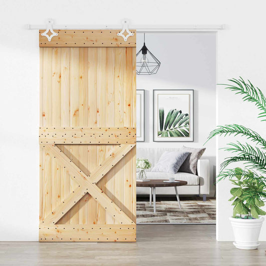 Sliding Door 95 x 210 cm Solid Pine Wood (Untreated)