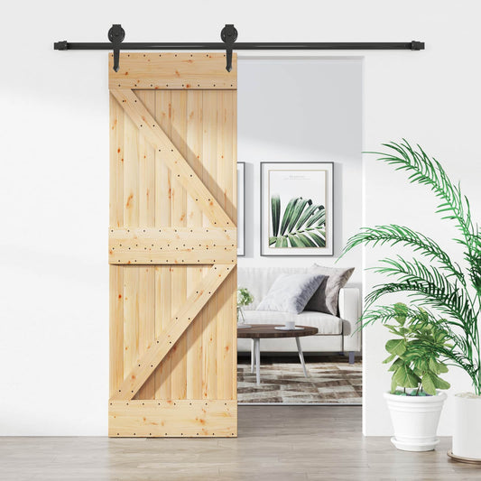 Sliding Door 70 x 210 cm Solid Pine Wood (Untreated)