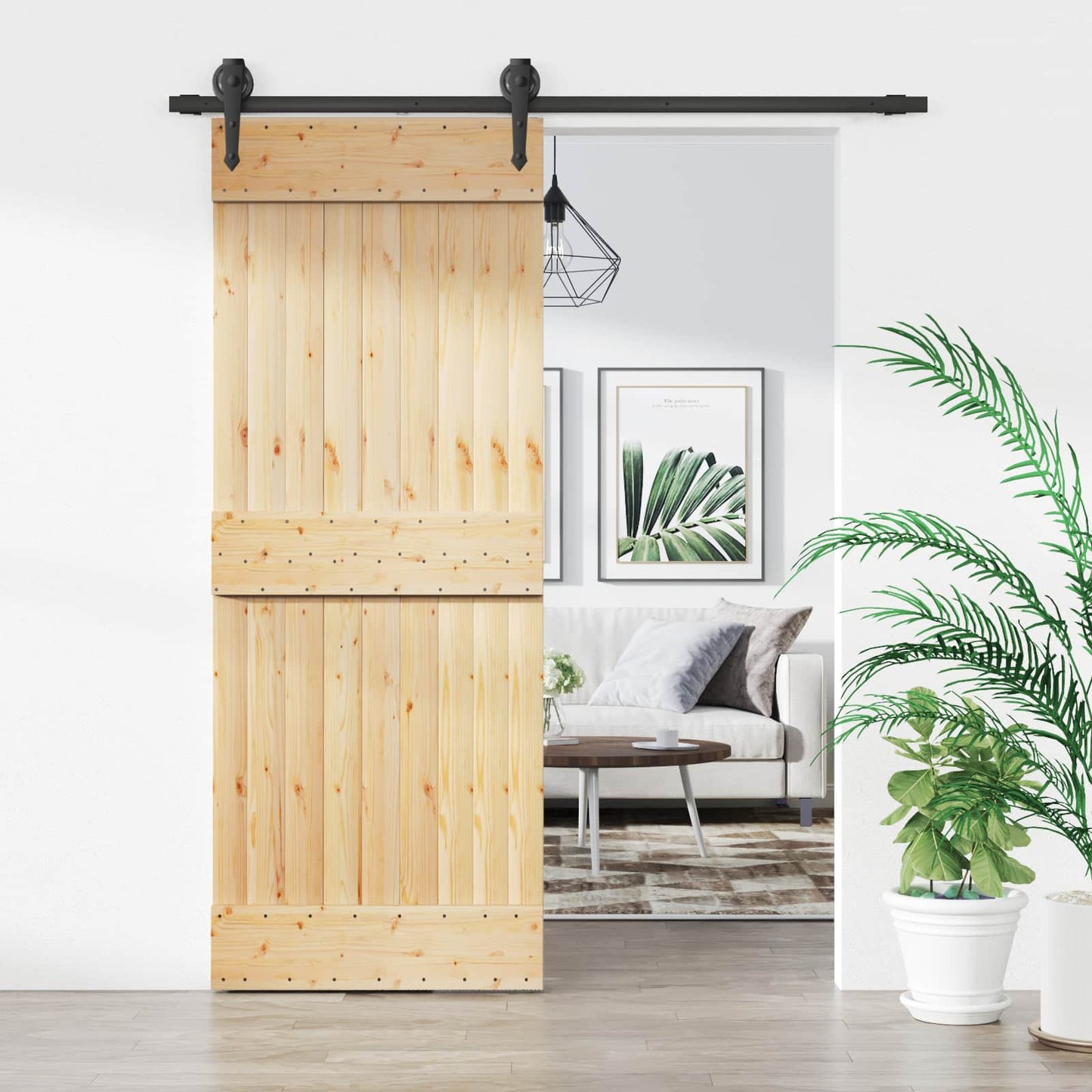 Sliding Door 80 x 210 cm Solid Pine Wood (Untreated)