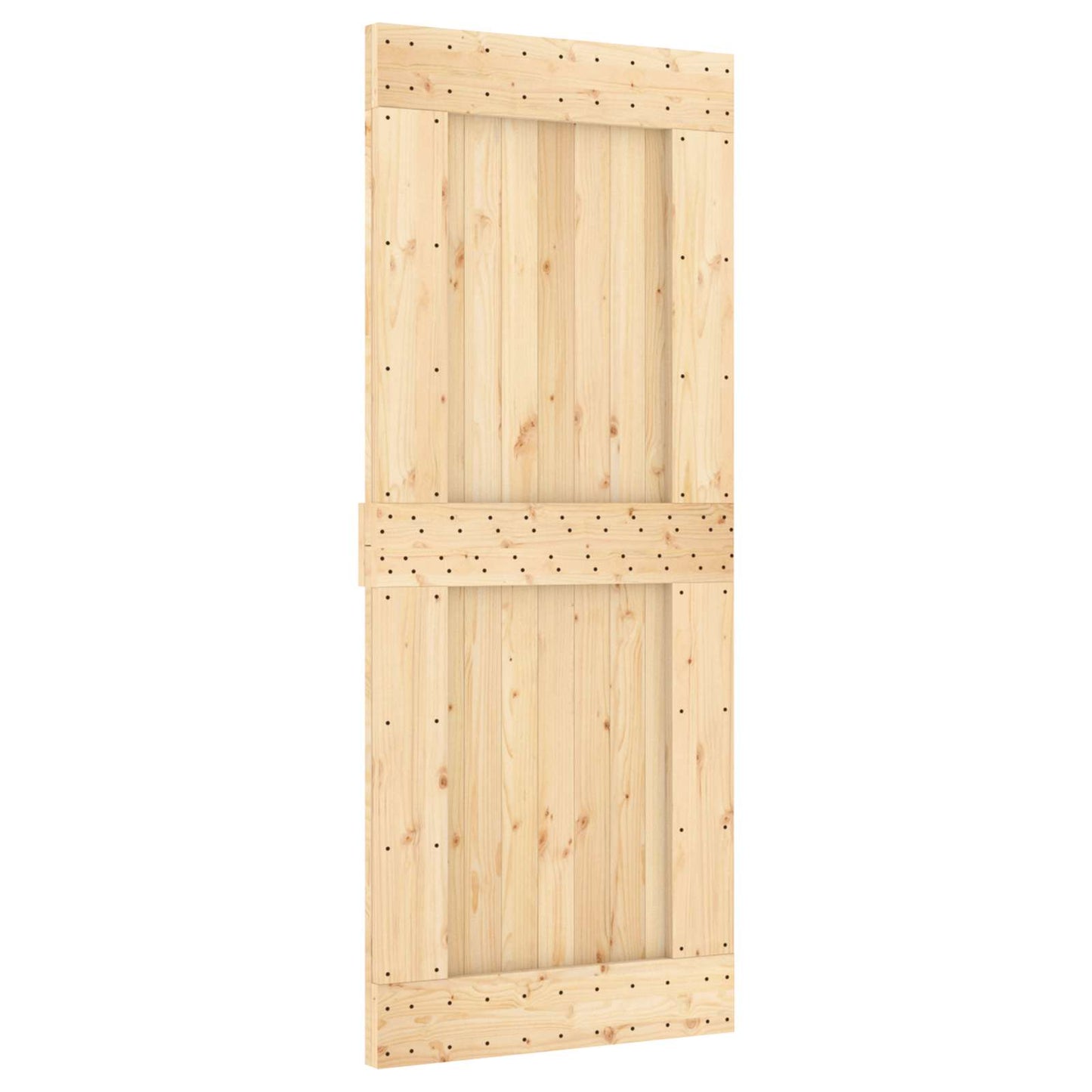 Sliding Door Natural and Black 85 x 210 cm Solid Pine Wood