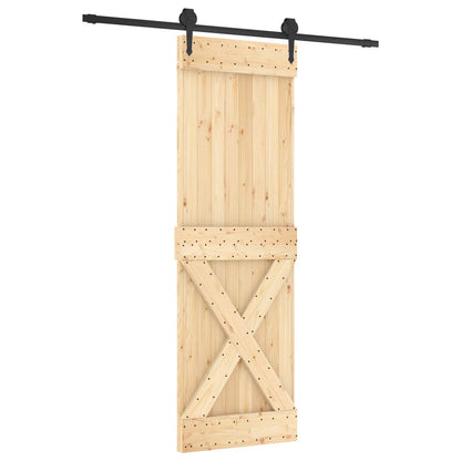 Sliding Door Natural and Black 70 x 210 cm Solid Pine Wood