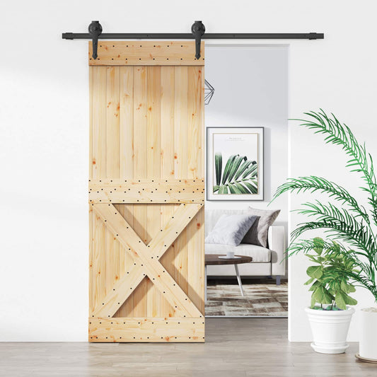 Sliding Door 80 x 210 cm Solid Pine Wood (Untreated)