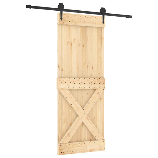 Sliding Door 80 x 210 cm Solid Pine Wood (Untreated)