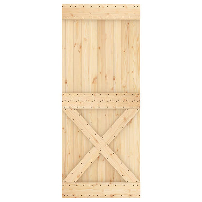 Sliding Door Natural and Black 85 x 210 cm Solid Pine Wood