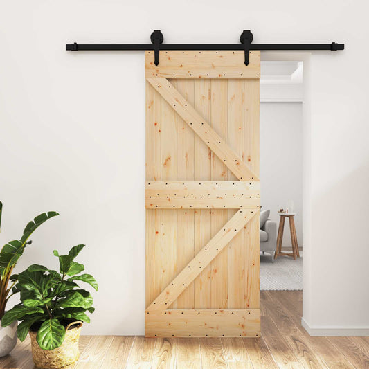 Sliding Door 85 x 210 cm Solid Pine Wood (Untreated)