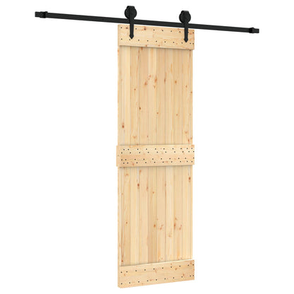 Sliding Door Natural and Black 70 x 210 cm Solid Pine Wood
