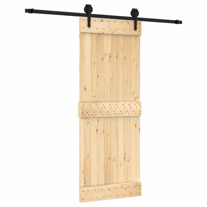 Sliding Door Natural and Black 80 x 210 cm Solid Pine Wood