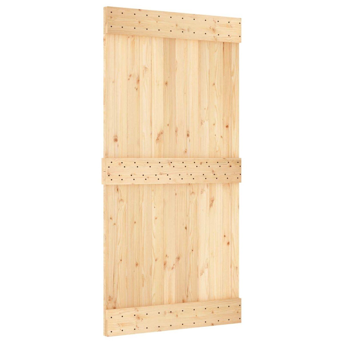 Sliding Door Natural and Black 100 x 210 cm Solid Pine Wood