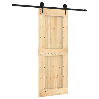 Sliding Door Natural and Black 80 x 210 cm Solid Pine Wood
