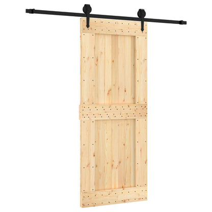 Sliding Door Natural and Black 85 x 210 cm Solid Pine Wood