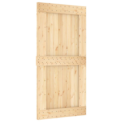 Sliding Door Natural and Black 100 x 210 cm Solid Pine Wood