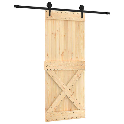 Sliding Door Natural and Black 85 x 210 cm Solid Pine Wood