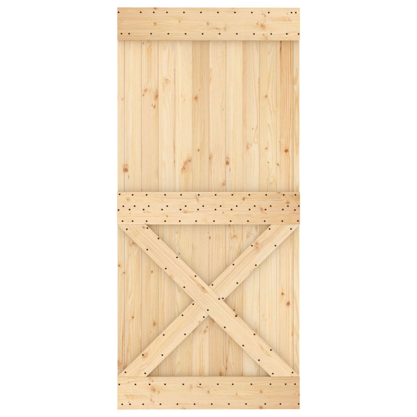 Sliding Door Natural and Black 95 x 210 cm Solid Pine Wood