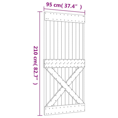 Sliding Door Natural and Black 95 x 210 cm Solid Pine Wood