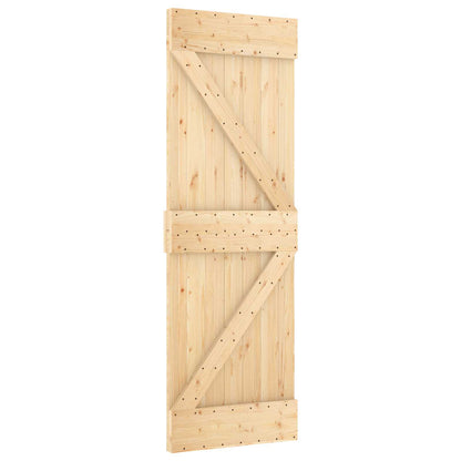 Sliding Door Natural and White 70 x 210 cm Solid Pine Wood