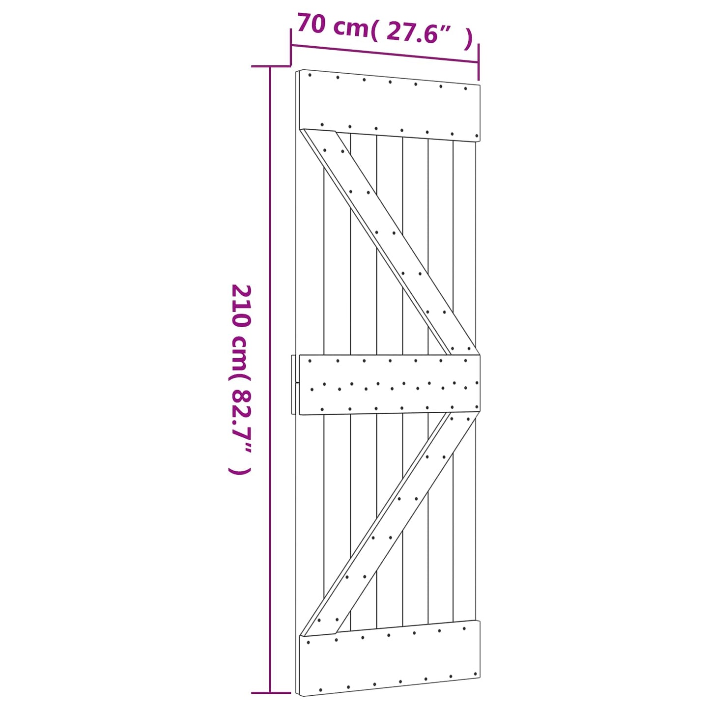 Sliding Door Natural and White 70 x 210 cm Solid Pine Wood