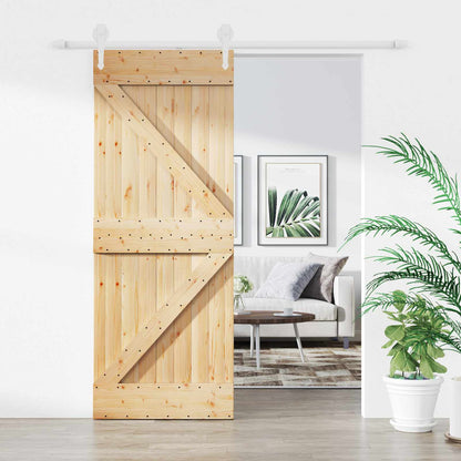 Sliding Door 85 x 210 cm Solid Pine Wood (Untreated)