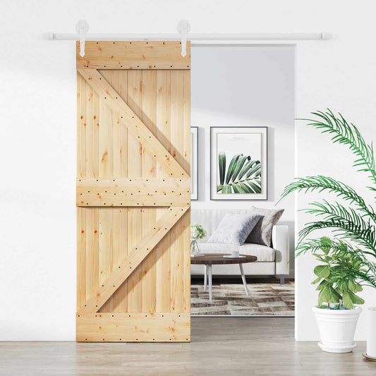 Sliding Door 85 x 210 cm Solid Pine Wood (Untreated)