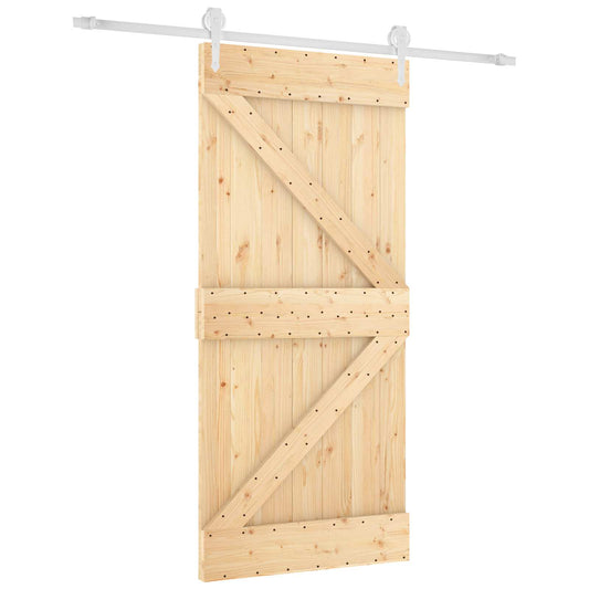 Sliding Door 95 x 210 cm Solid Pine Wood (Untreated)