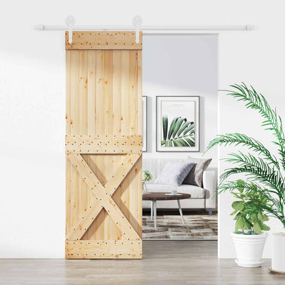 Sliding Door Natural and White 80 x 210 cm Solid Pine Wood