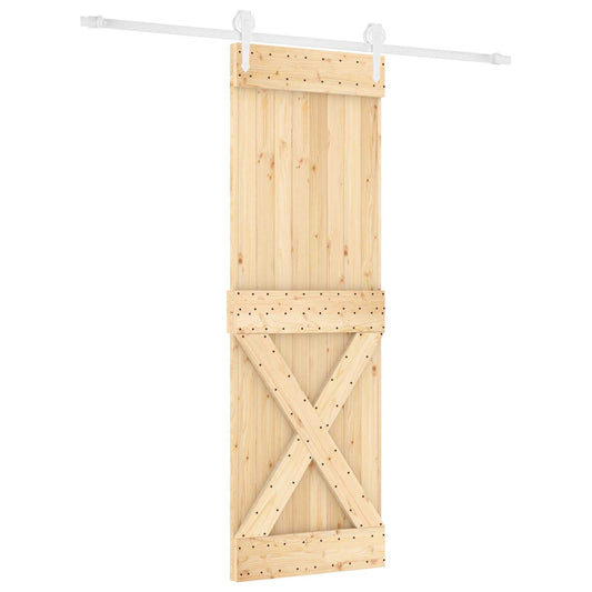 Sliding Door 80 x 210 cm Solid Pine Wood Natural and White