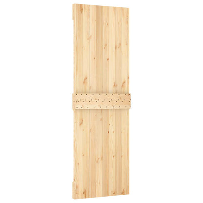 Sliding Door Natural and White 80 x 210 cm Solid Pine Wood